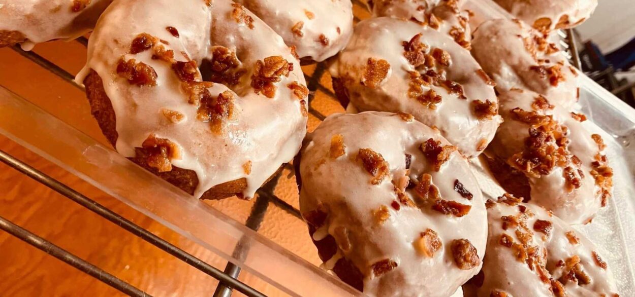 Bacon Maple Glazed Apple Cider Donuts Available at The Apple Barn